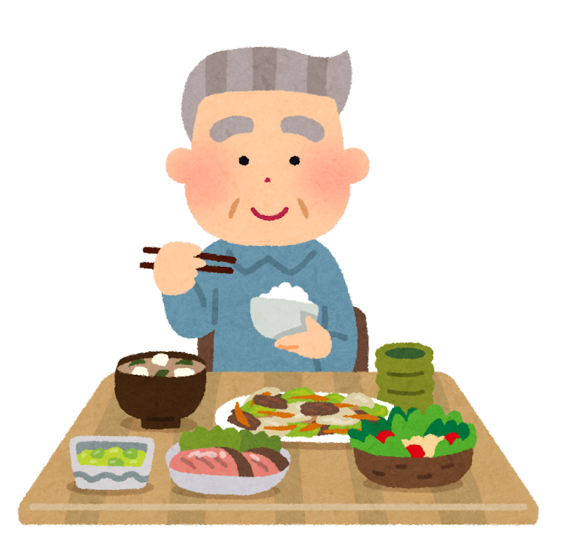 食事をする高齢者のイラスト