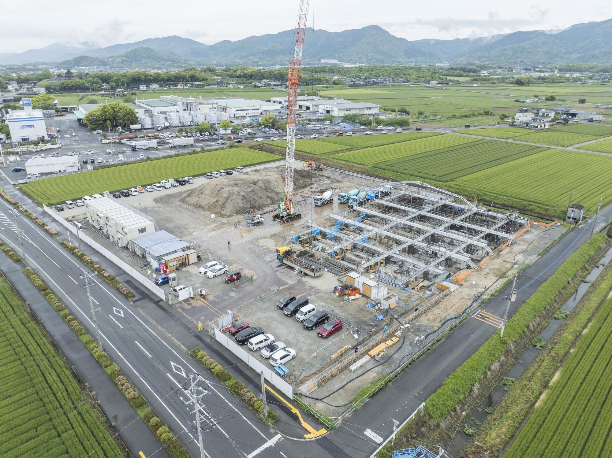 新庁舎建設4月末進捗状況写真敷地南東より