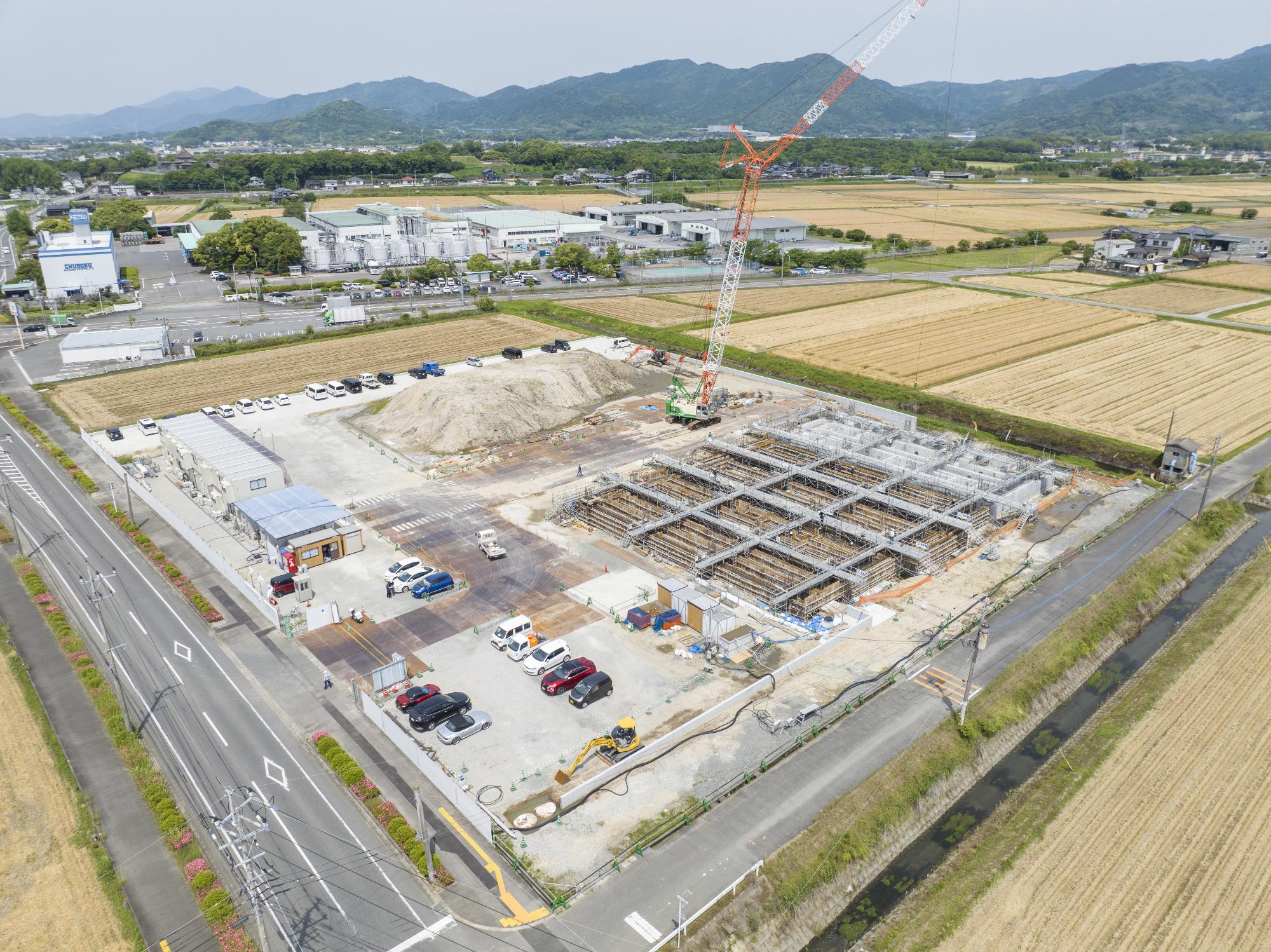 新庁舎建設5月末進捗状況写真敷地南東より