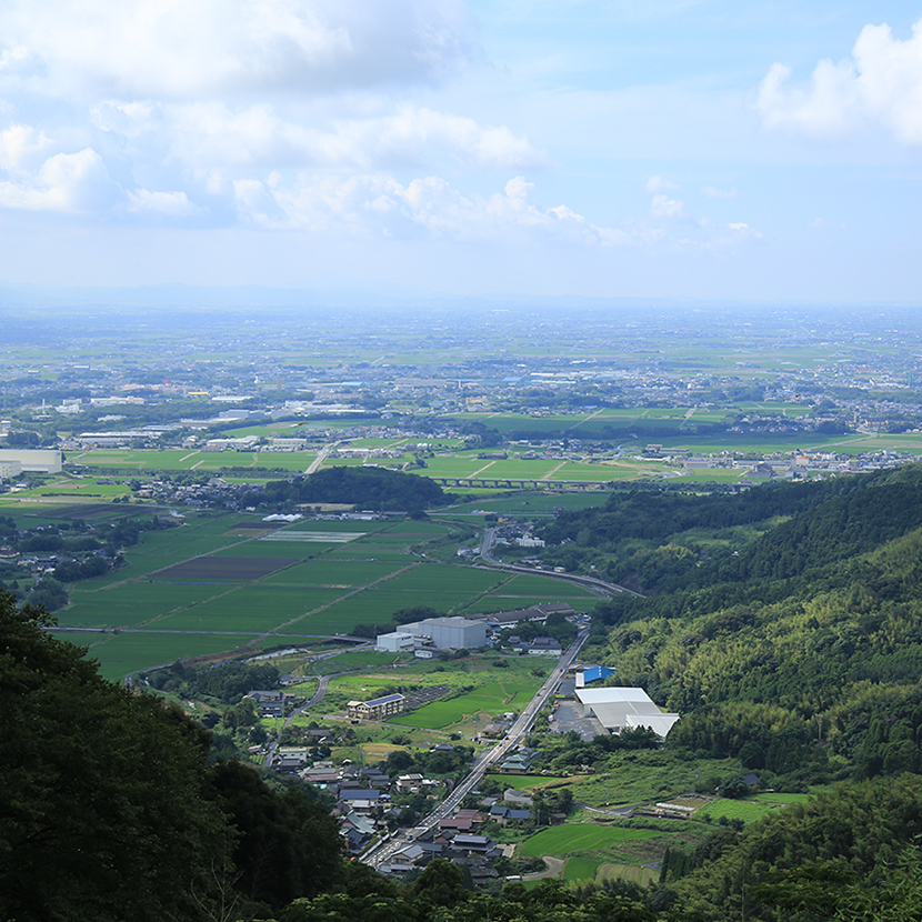 吉野ヶ里町の全景を空から見た景色の写真