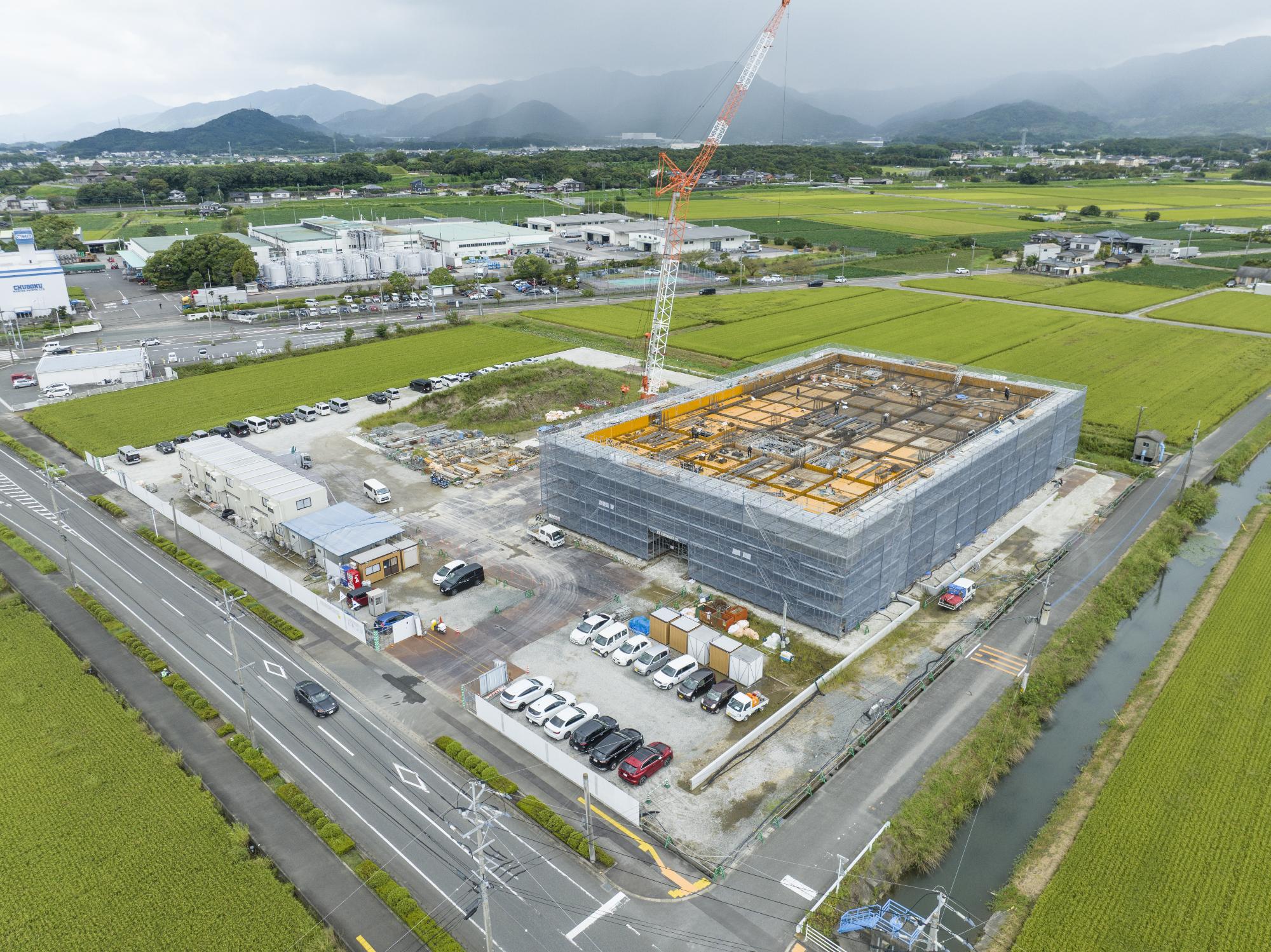 新庁舎建設9月末進捗状況写真敷地南東より