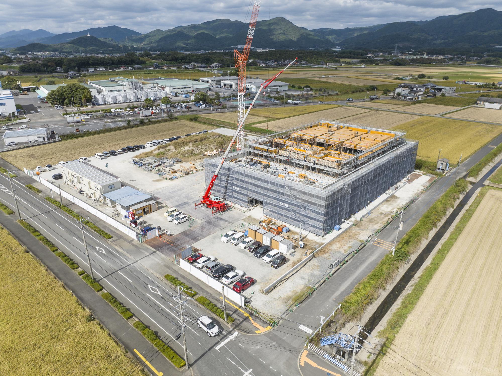 新庁舎建設10月末進捗状況写真敷地南東より