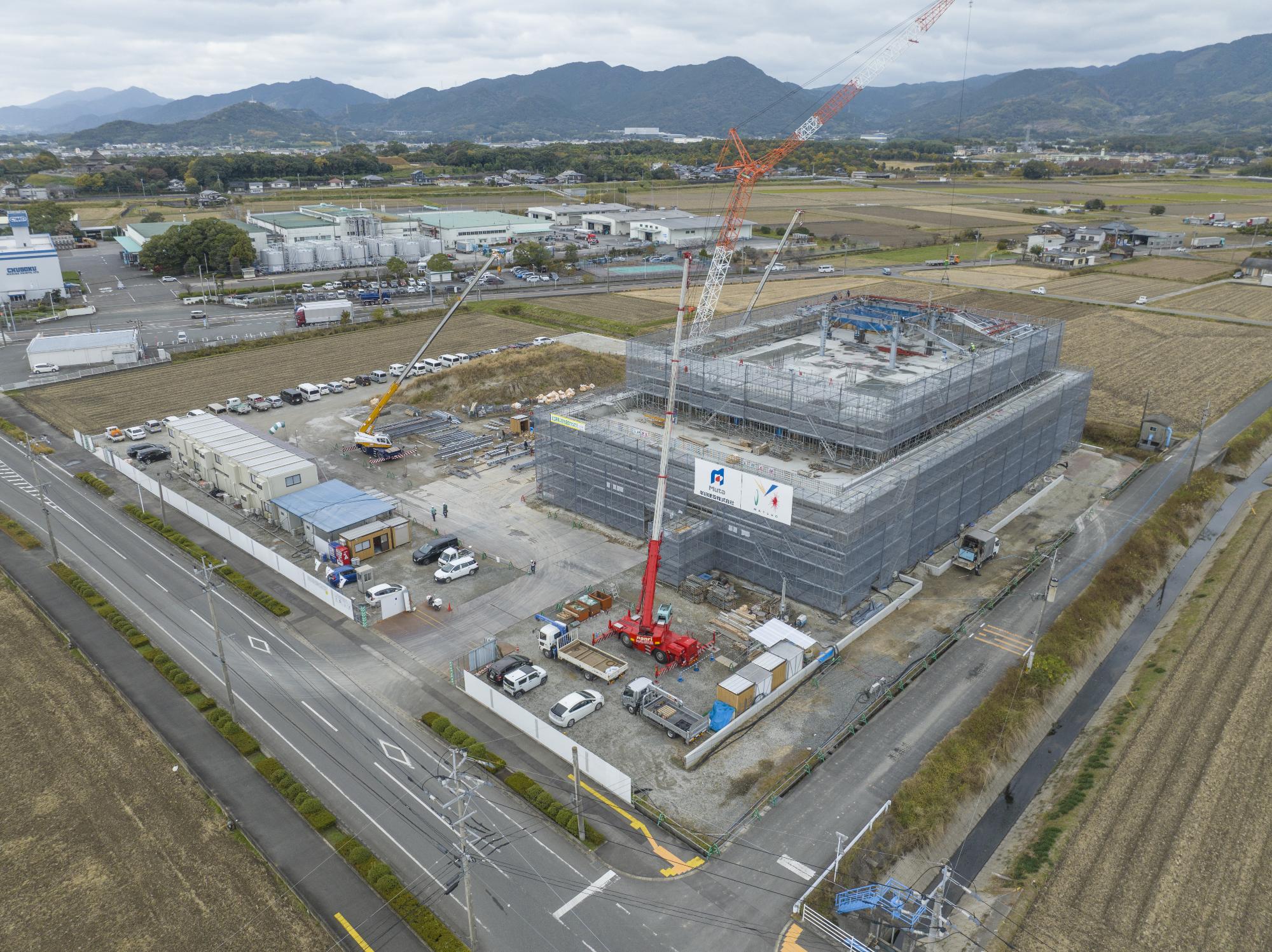 新庁舎建設11月末進捗状況写真敷地南東より