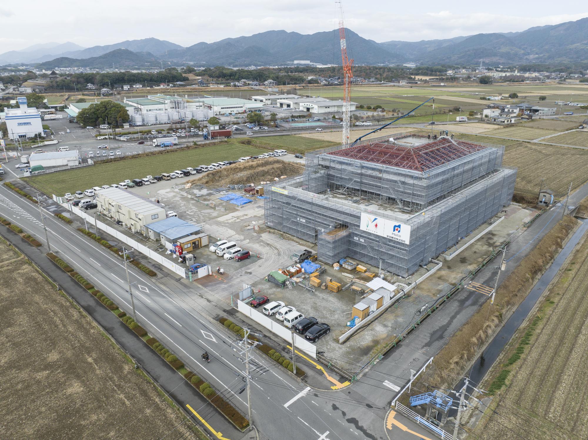 新庁舎建設12月末進捗状況写真敷地南東より