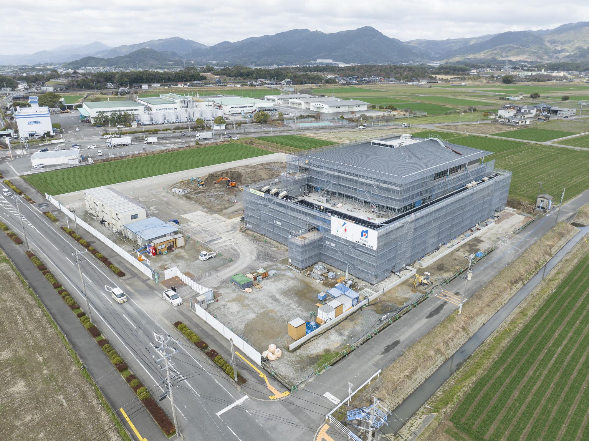 新庁舎建設令和8年2月末進捗状況写真敷地南東より
